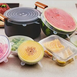 6PCS Jar Lids Silicone Cover Food Caps Fresh-keeping Lids