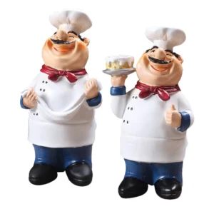 2Pcs Home Decor Kitchen Counter Resin Chef Figurines