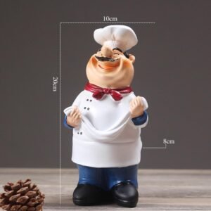 2Pcs Home Decor Kitchen Counter Resin Chef Figurines