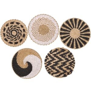 5-Piece Wall Basket Decor Set – Woven Rattan Baskets for Wall Hanging